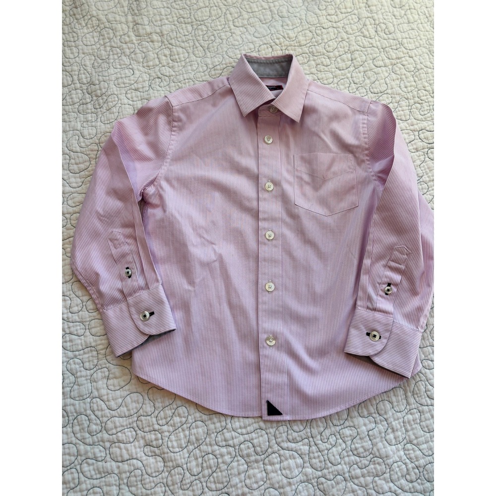 UNTUCKit Boys Pink White Stripe Button Down‎ Dress Shirt Size 4T NWOT #369